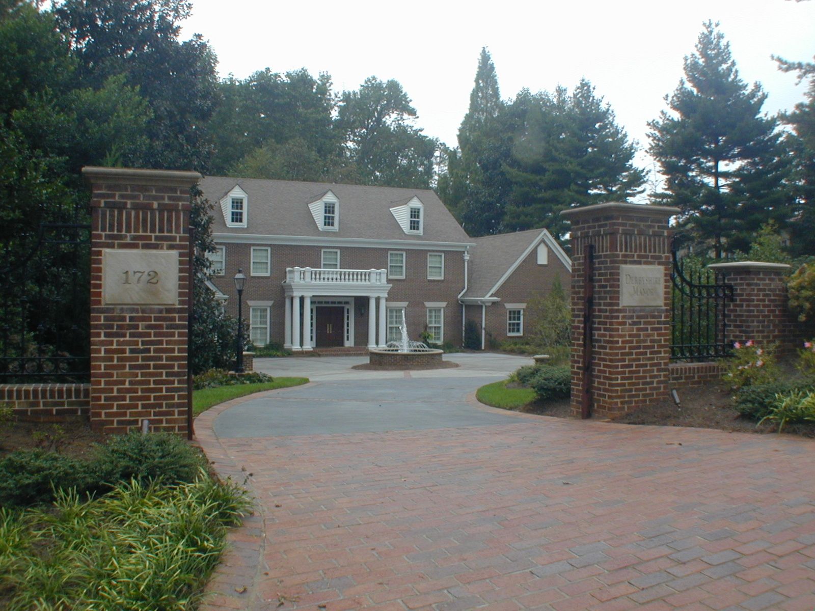 Estate driveway gated entrance brick
